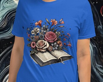 Floral Wisdom: A Blooming Book of Knowledge T-Shirt | Botanical Book Tee | Whimsical Nature Shirt