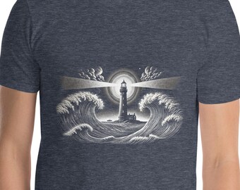 Tijdloze vuurtoren T-shirt | Zeevaart oceaanT-shirt | Shirt kustmaritieme kunst