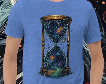 Timebreak T-Shirt | Shattered Hourglass Galaxy Tee | Surreal Cosmic Time Design