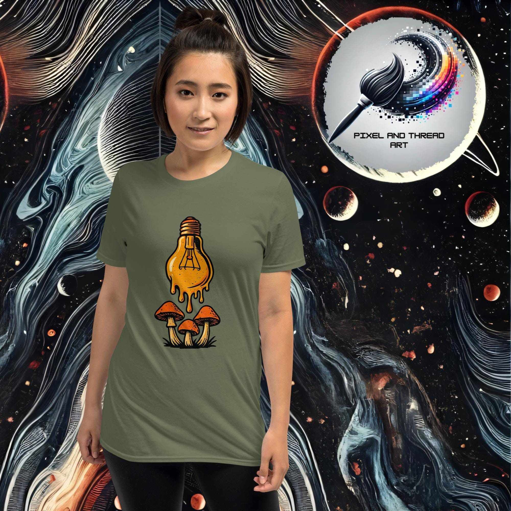 Shroomlight Spark T-Shirt | Psychedelic Mushroom Tee | Trippy Glowcore Nature Shirt