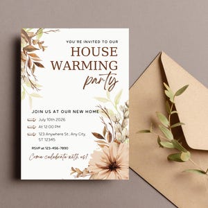 Invitation de pendaison de crémaillère | Faire-part de pendaison de crémaillère modifiable | Carton d'invitation | Invitation minimaliste moderne imprimable ou texte