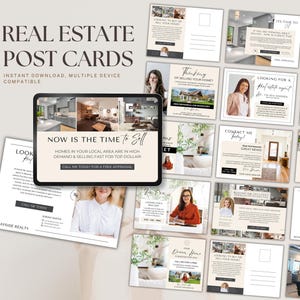 Modèle de carte postale immobilière - Carte marketing Canva modifiable pour les agents immobiliers et les portes ouvertes