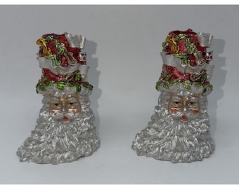 2 kandelaars voor kerstman Beard Holly Holiday