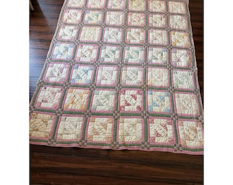 Vintage veelkleurige quilt jaren 30 namen in middelste paarvlekken