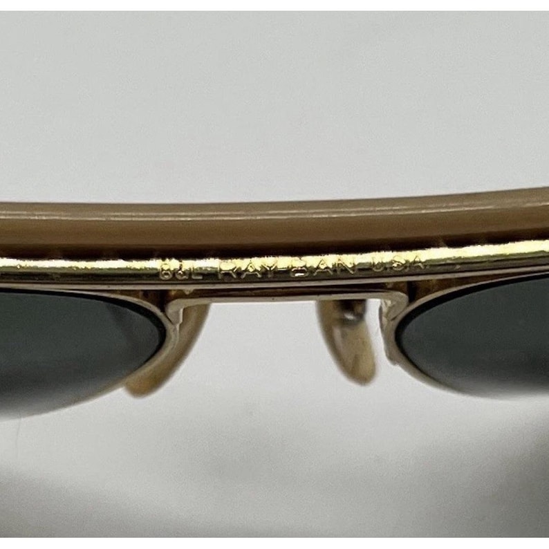 Gafas de sol Ray-Ban B&L Aviator vintage de los años 80, lentes grabadas BL, 58-14, EE. UU. imagen 6