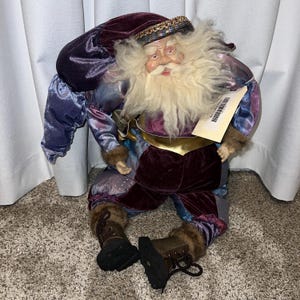 Realistic Santa Christmas Wizard Doll Figurine 24&quot; Sorcerer Purple Art Doll