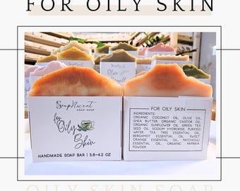 For Oily Skin Handmade Soap Bar, All Natural Soap, Made in USA, Mother’s Day Gift, Party Favor Soap, Gift for her, Birthday