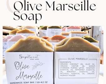 Olive Marsheille Handmade Soap Bar, All Natural Soap, Made in USA, Mother’s Day Gift, Party Favor Soap, Gift for her, Birthday