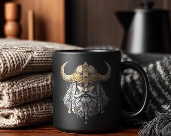 Viking Coffee Mug | Black Coffee Cup, Father's Day Gift for Him