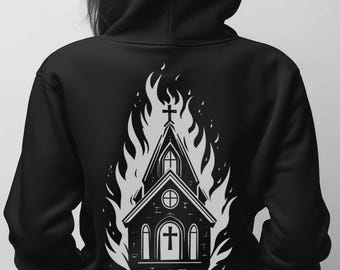Gothic Church Graphic Hoodie | Dark Art Sweater, Gothic Cathedral, Punk Streetwear Gift