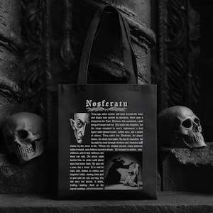 Nosferatu Cotton Canvas Vintage Tote Bag | Eco-Friendly Bag, Horror Lover Gift, Movie Tote, Book Bag, Alternative Retro Aesthetic