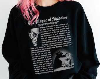 Felpa girocollo Nosferatu Vintage Story / Arte gotica sui vampiri, T-shirt da film horror, regalo dark academia