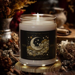 Whimsical Moon Candle | Soy Scented Candles, Non-Toxic,  Woodsy Scented, Coconut Scented, Dark Academia Home Decor, Witchy Decor
