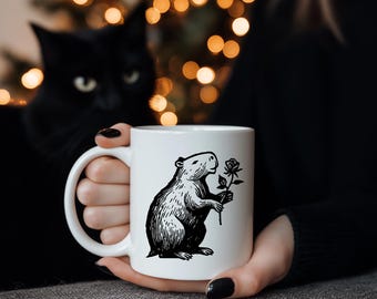 Capybara Vintage Mug | Capybara Lovers Gift, Funny Valentine's Day, Cute Animal Coffee Cup