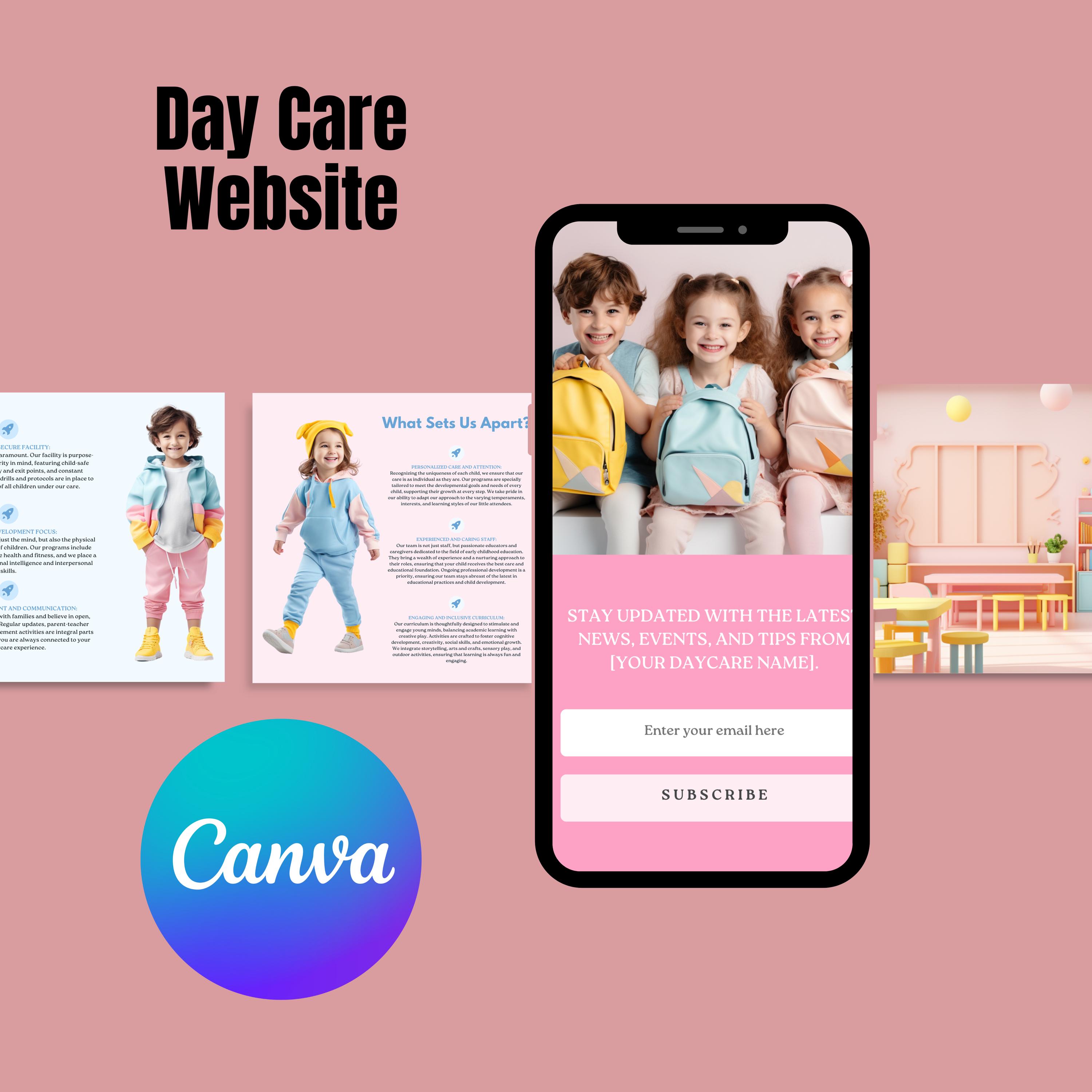 Daycare Wix Website Template, Day Care Website, Canva Editable Design