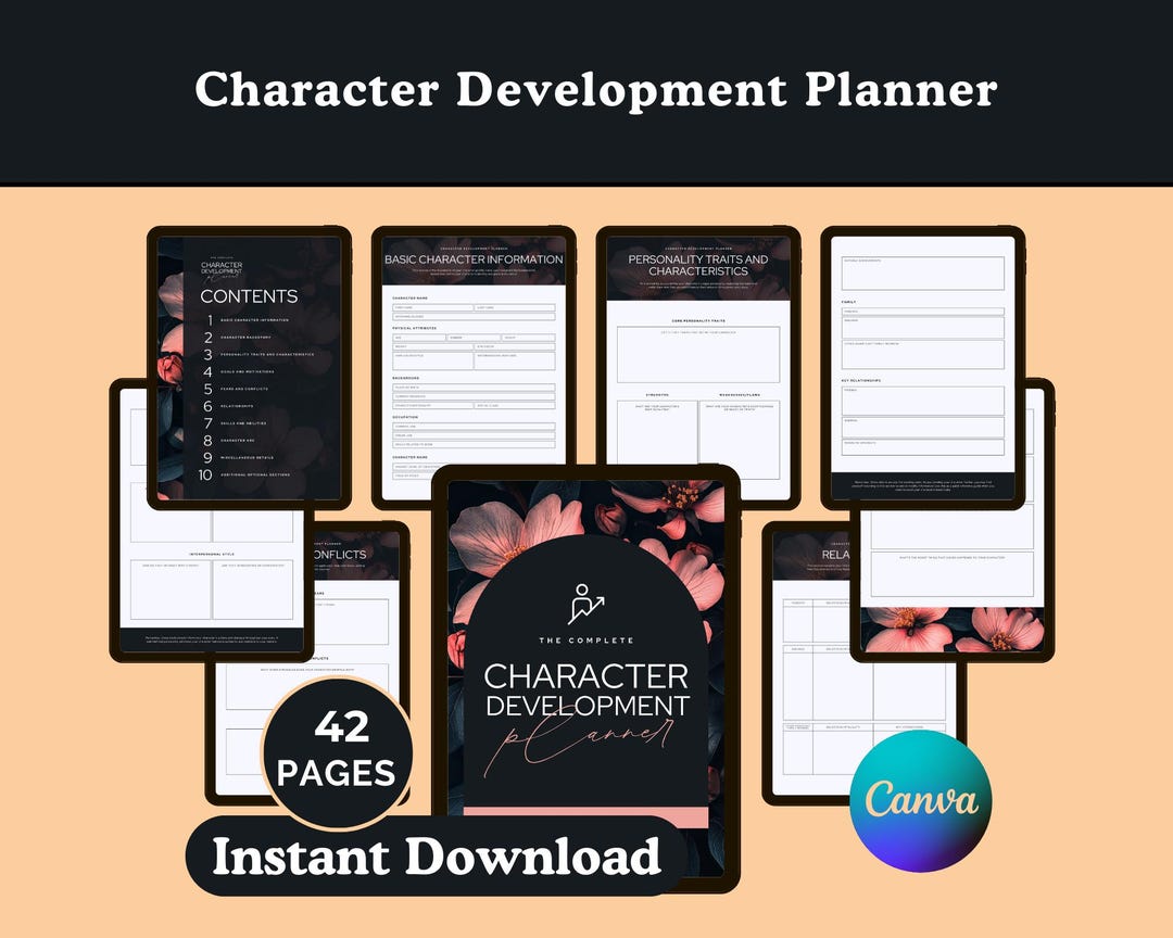 Character Development Planner, Canva Editable Template, RPG Writer ...