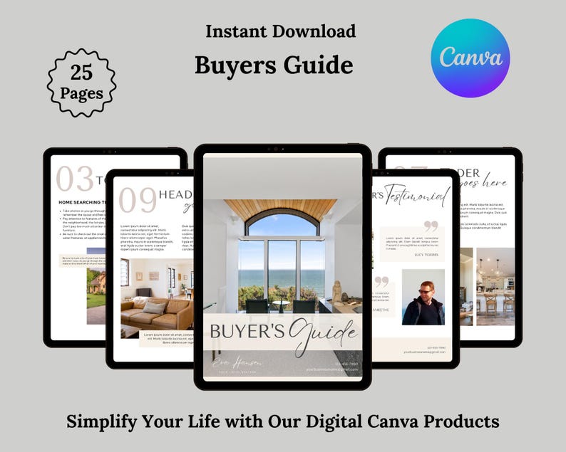 Buyers Guide Template, Home Buyers Guide Template, Editable Canva ...