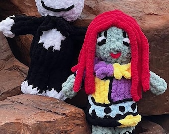 Handgemaakt jack en Sally chenillegaren plushie duo, 17"
