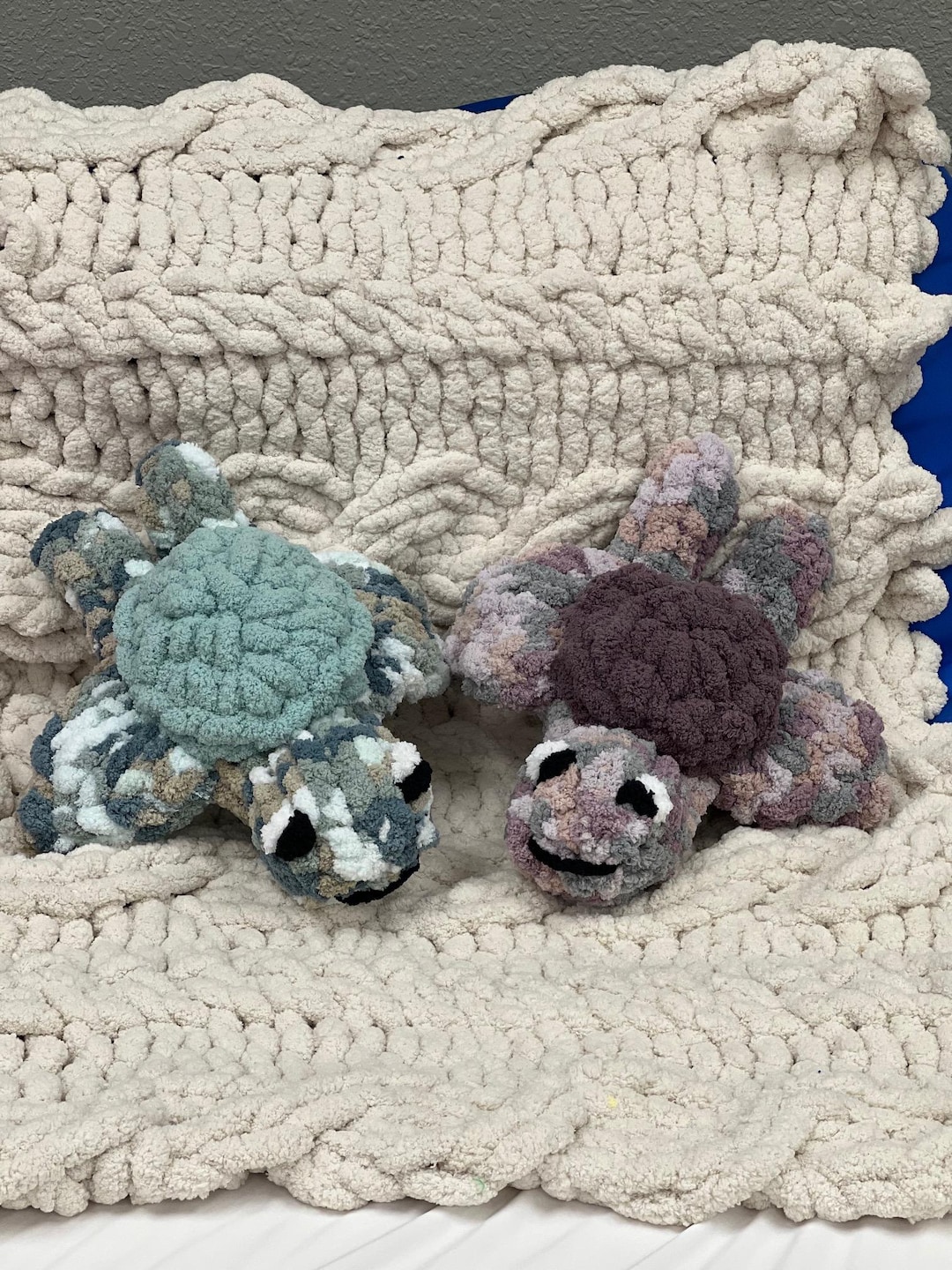 Handmade Chenille Sea Turtle Plushie, Chunky Knit - Etsy