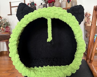 Playful Colorful Cat Cave So soft and cozy Your kitty will LOVE it !!  Handmade from Chunky Chenille Yarn