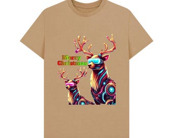 Christmas Neon Reindeer Unisex Tee-shirt