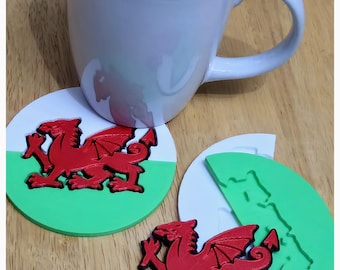 Welsh Flag Puzzle Coasters – Interlocking Set