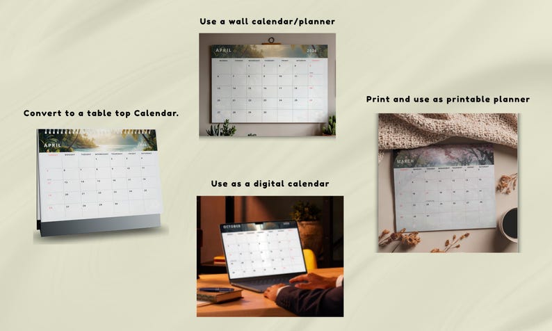 2026 Printable Wall Calendar Bundle A4 Letter Size Monday &amp; Sunday ...