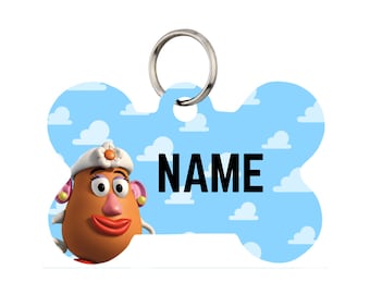 Mrs Potato Head Haustiermarke für Hunde und Katzen oder Schlüsselanhänger | Personalisiert