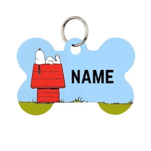 Snoopy Tiermarke für Hunde und Katzen oder als Schlüsselanhänger | Personalisiert