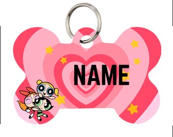 Powerpuff girls Pet Id Tag for Dogs and Cats or Keychain | Personalized