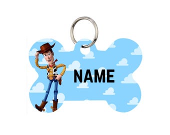 Placa de identificación Woody para perros y gatos o llavero / Personalizada