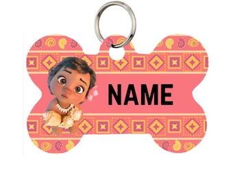 Baby Moana Pet Id Tag for Dogs and Cats or Keychain | Personalized