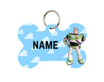 Placa de identificación Buzz para perros y gatos o llavero / Personalizada