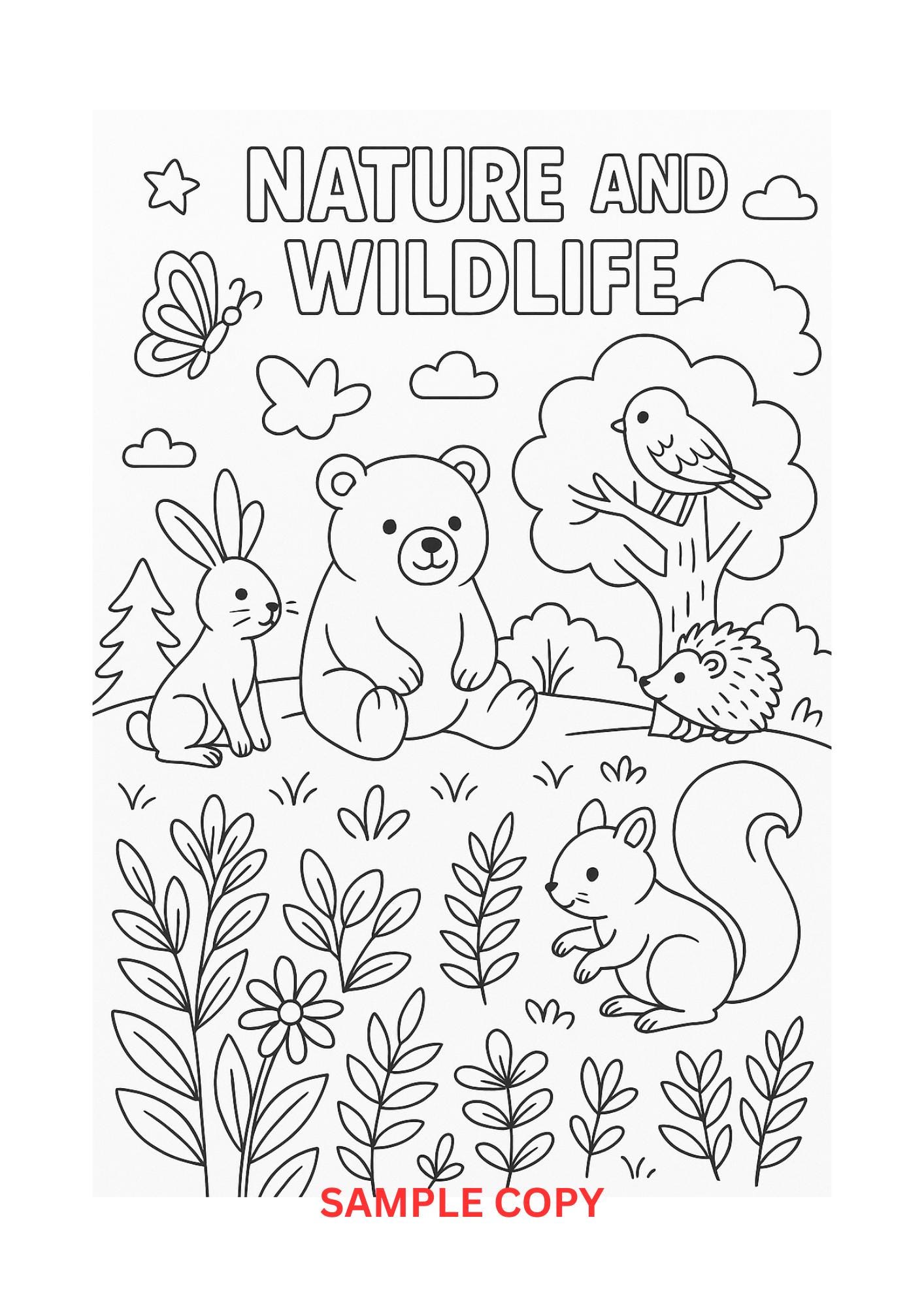 Nature and Wildlife Coloring Pages for Kids – 4 Page Printable PDF ...