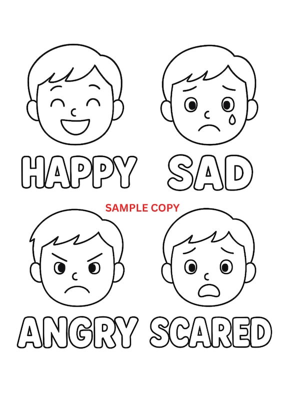 Preschool Emotions Coloring Pages | Feelings and SEL Printable Worksheets | Calm Corner Activities | Social Emotional Learning Pack