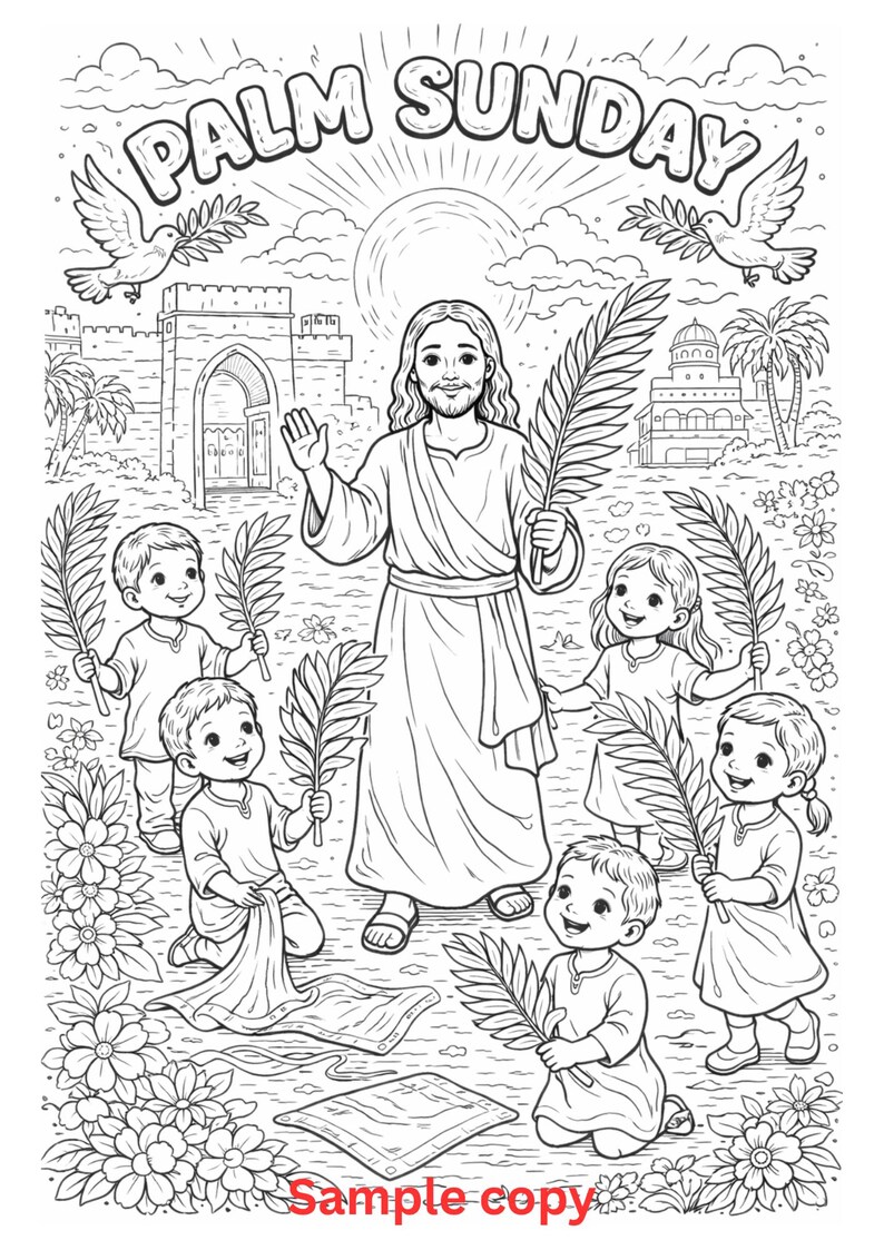 Palm Sunday Coloring Page Printable | Christian Easter Activity for ...