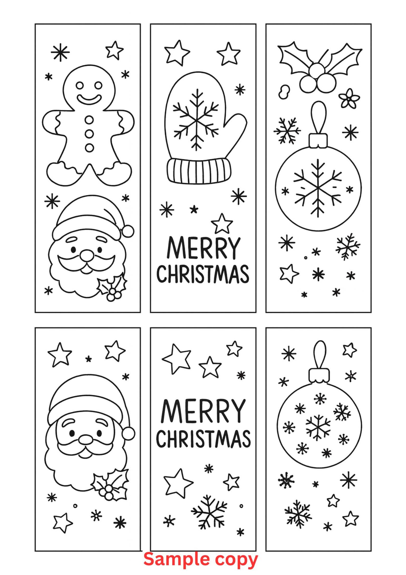 Christmas Bookmark Coloring Pages | Printable Holiday Bookmarks for ...