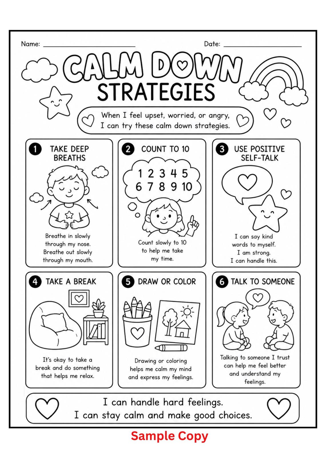 Emotional Regulation Worksheets for Kids (ages 6–10) | Calm Down ...