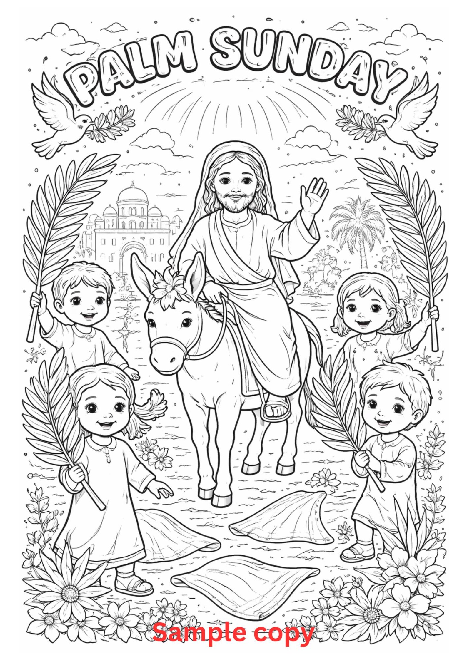 Palm Sunday Coloring Page Printable | Christian Easter Activity for ...