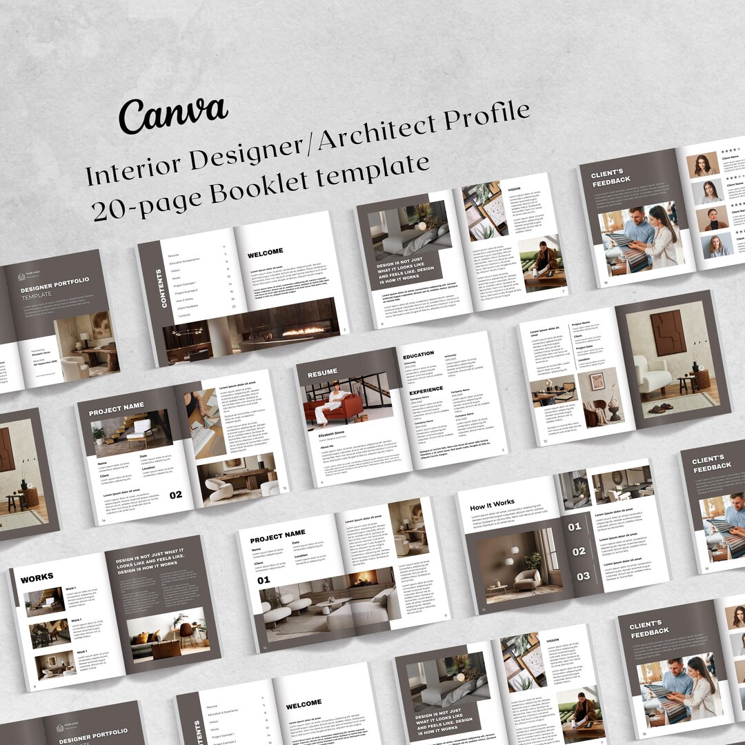 Luxury Interior Designer Portfolio | Editable 20-page Profile Brochure ...