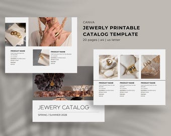 Jewelry Minimal Catalog Template | Canva Editable | Small Business Printable Line Sheet