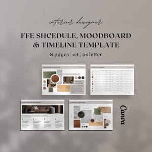 Ffe Shcedule Example Mood Board & FFE Schedule Template for Interior Designer (canva, A4/US ...