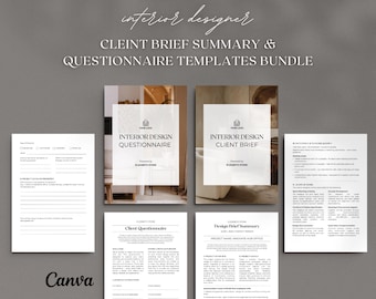 Interior Design Client Brief & Questionnaire: Editable Canva Templates (A4, US Letter)