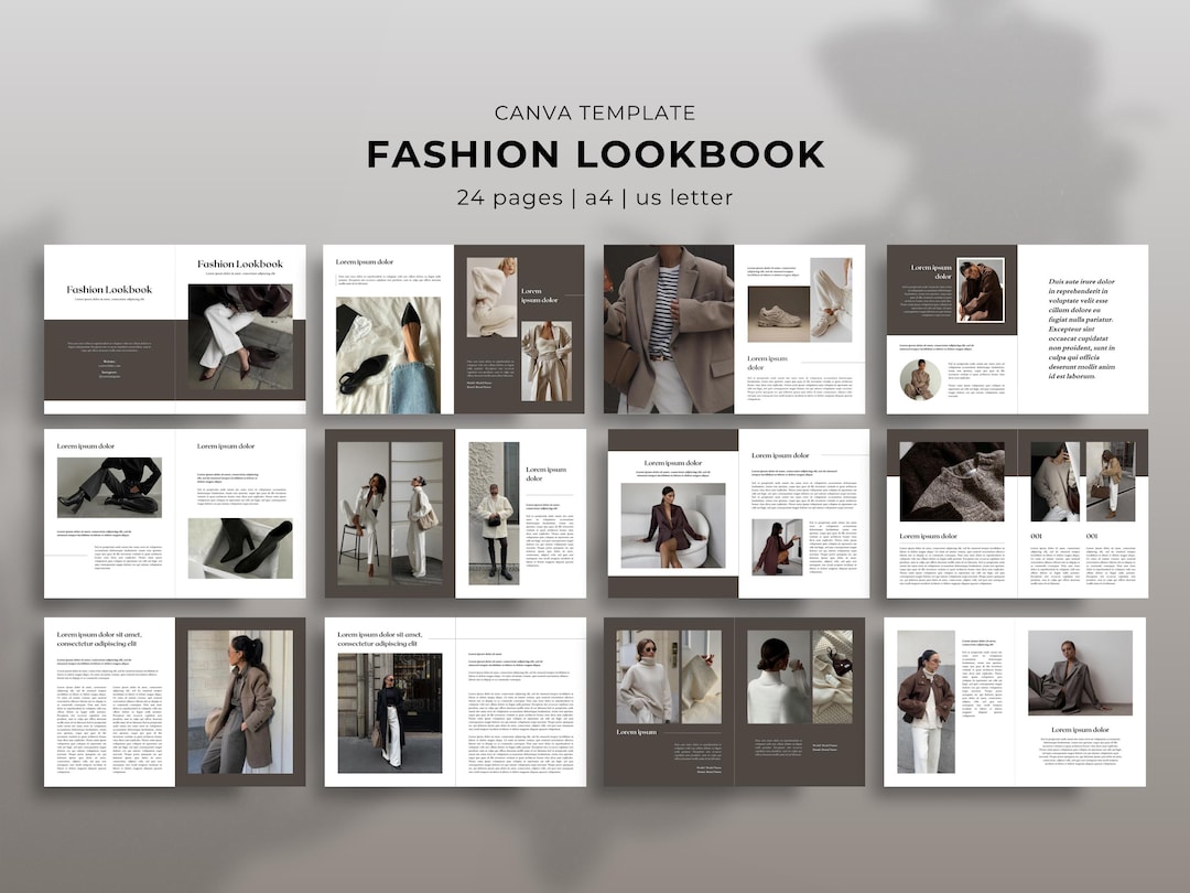 Lookbook Pages Fashion Magazine Lookbook Template | Editable in Canva | A4 & US Letter ...