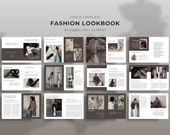 Mode Magazin Lookbook Template | Bearbeitbar in Canva | A4 & US Letter | 24 Seiten