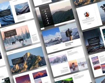 Modelo de Portfólio Personalizado para Fotógrafos de Natureza - Álbum de Fotos de Paisagens Editável no Canva