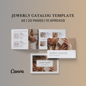 Jewelry Catalog Template | Minimalist Lookbook | Editable Canva Template | Product Showcase | 18 Pages