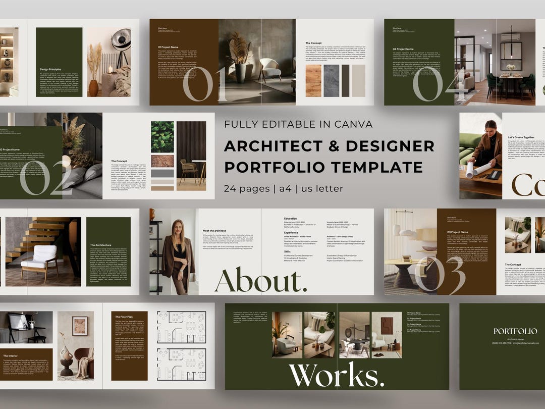 Architect Portfolio Template | Interior Design & Real Estate | Canva ...