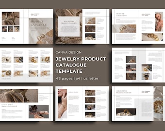 Jewellery Custom Catalogue Template | Jewelry Editable Brochure | Canva Editable Booklet Line Sheet