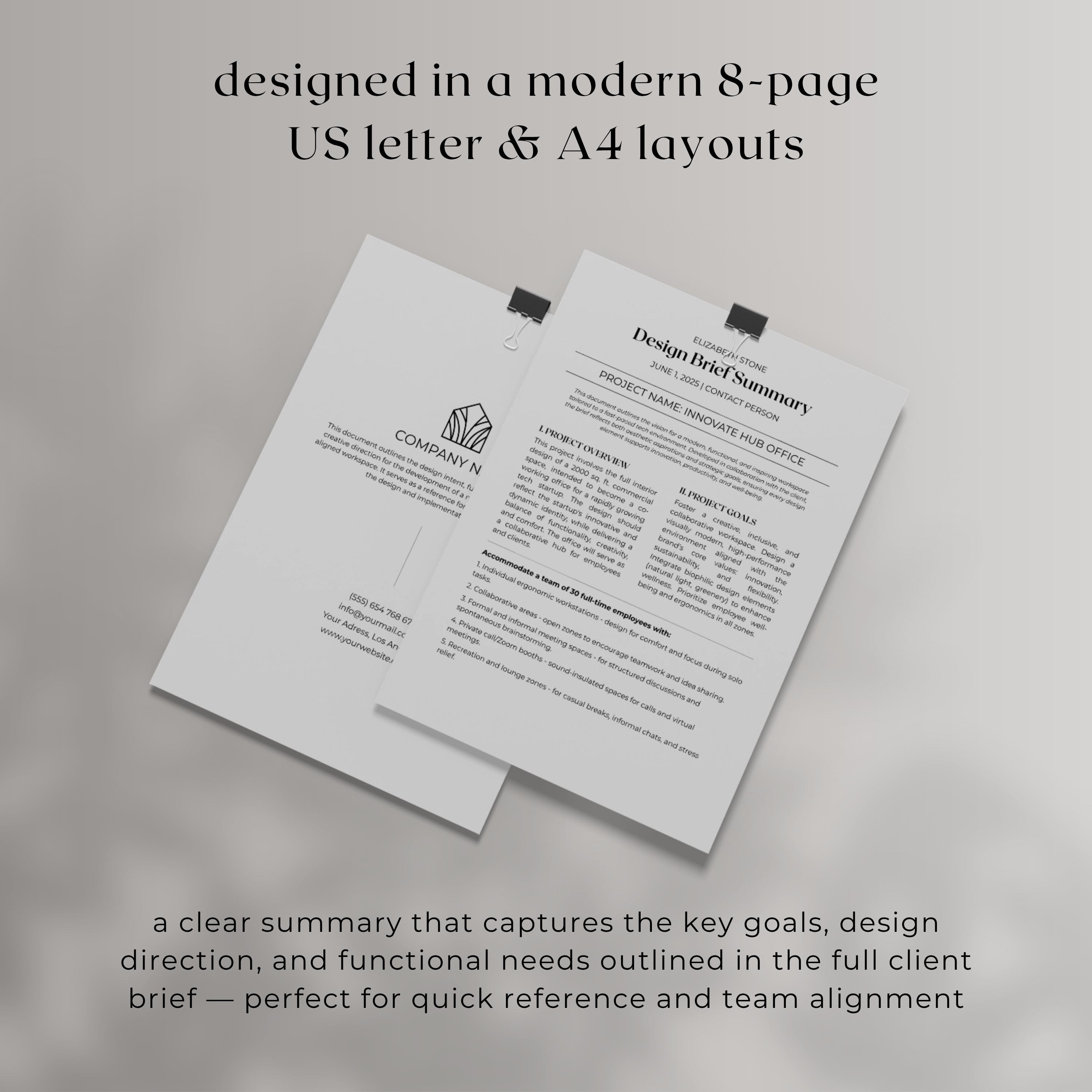Interior Designer Client Brief Template: 8-page Project Summary (canva ...